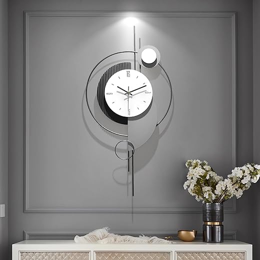 Decorative Wall Clock for Living Room,Large Modern Wall Clock,Digital Creative Clock Battery Operated for Living Room/Bedroom/Kitchen/Office Metal Wall Art Decor 17''x34.5''