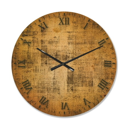 Designart 'Antique Golden Parchment ' Rustic Wood Wall Clock