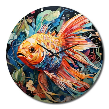 Designart Art Piscine Fishing Pop wall art I Animals Oversized Wall Clock