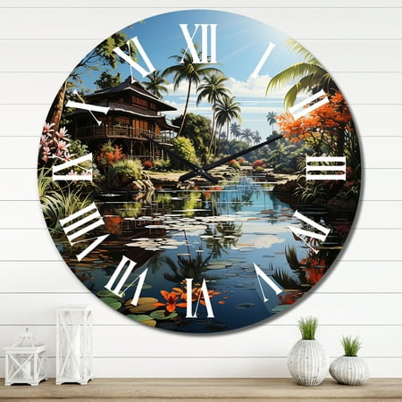 Designart Bali Bliss Asian beauty Asian Oversized Wall Clock