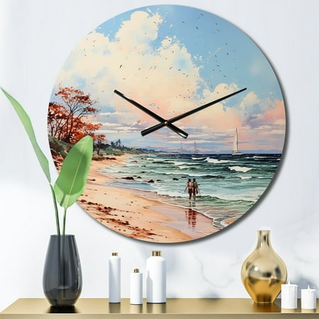 Designart Breezy Beach Relaxation I Nautical & Beach Oversized Wall Clock