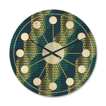 Designart 'Hexagon Retro Pattern VII' Mid-Century Modern Wood Wall Clock