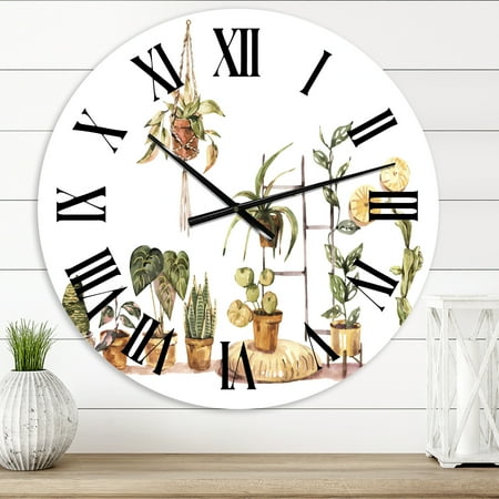 Designart 'Indoor House Plants Urban Jungle Ii' Traditional Wall Clock