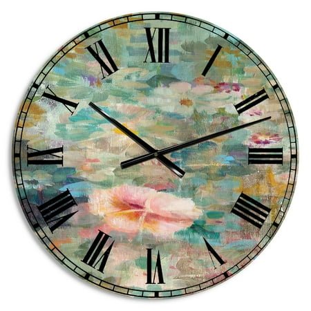 Designart Oversized Multicolor Analog Round Cabin Lodge Modern Wall Clocks, CLM30575-C23