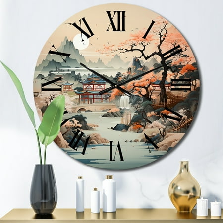 Designart Silk Road China Art painting II Chinese Oversized Wall Clock