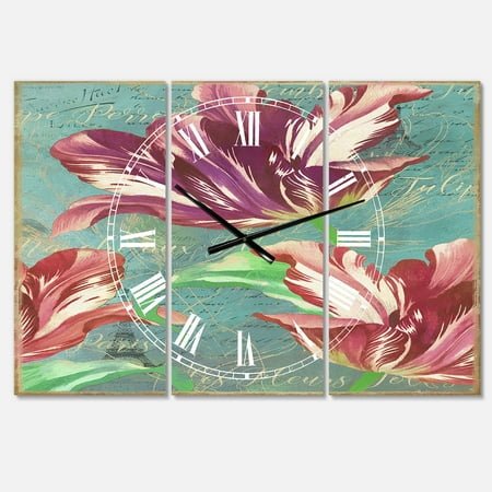 Designart 'Vintage Tulips in Paris' Oversized Cottage Wall Clock