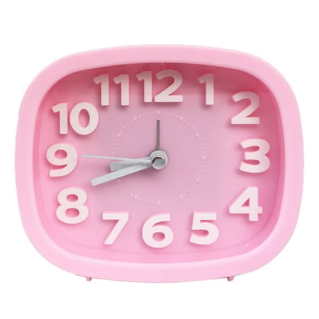 Deyuer Desk Clock Battery Operated Non-ticking Plastic Small Bedside Analog Alarm Clock Household Supplies,Pink