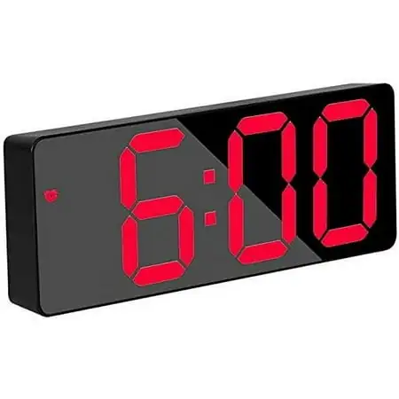 Digital Alarm Clock for Travel with LED or Temperature Display, Snooze