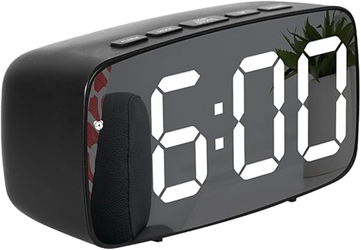 Digital Clock Luminous Mirror Digital Alarm Clock Led Display Portable Clock for Bedroom Desk Clock Digital with Sound-controlled 12/24H Switching Temperature Display Cool Stuff Gifts for Teenage Boys