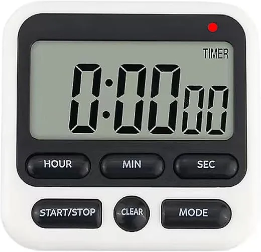 Digital Kitchen Timer 24 Hour Clock and Alarm Function with Silent or Alarm Manual Switching Count UP or Down and Memory Function Black