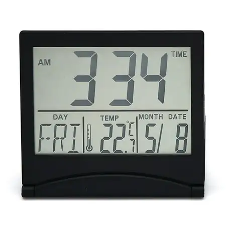 Digital Travel Alarm Clock Battery Operated, Portable Large Number Display Alarm Clock with Temperature,Small Desk Clock,black，G165493