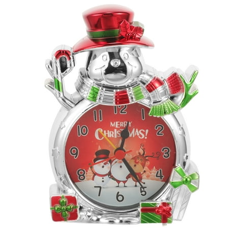 DiMaddie Snowman Desk Clock Christmas Alarm Clock Retro for Kids Home Office Travel