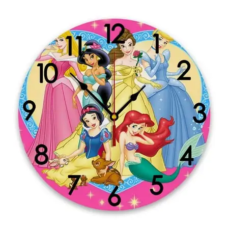 Dis-ney Princess Wall Clock Silent Non-Ticking 12 Premium Quartz Round Easy-to-Read Home/Office/Kitchen/Classroom/School Clock Scanning Movement