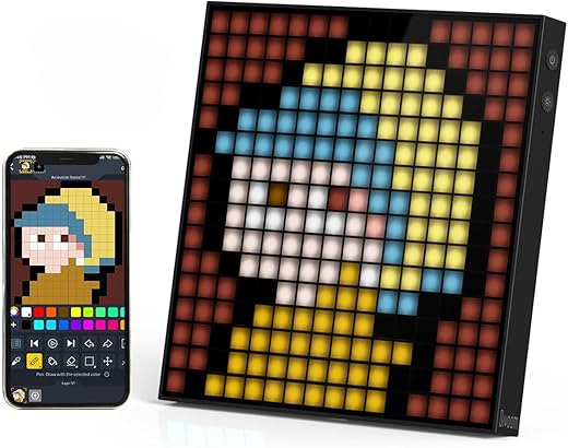 Divoom Pixoo 16 Smart Pixel Art Clock - WiFi Connected 16x16 LED Display, Customizable Digital Clock with App Control, Creative Alarm & Social Media Alerts, Perfect for Desk and Home Decor