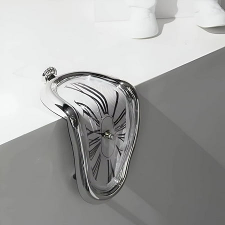 DNGZJAO DALI Melting Clock Table Clock Table Decoration Holiday Gifts Creative Gifts Silver Clock