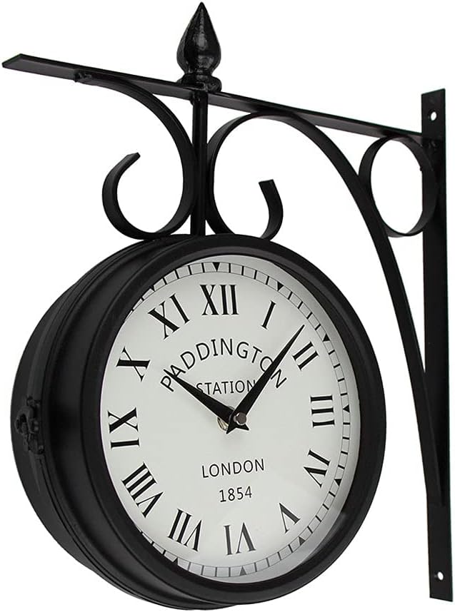 Double-Sided Clock Paddington Station 360° Rotating Metal Wall Clock