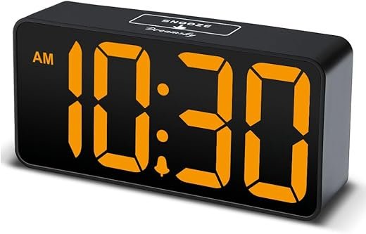 DreamSky Small Digital Alarm Clock for Bedroom, Large Big Numbers Display with Brightness Dimmer, Electric Bedside Desk Clock with USB Charging Port, Adjustable Alarm Volume, 12/24Hr, Snooze