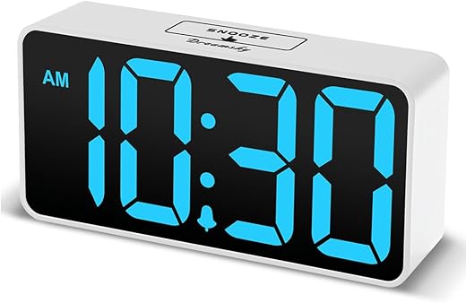 DreamSky Small Digital Alarm Clock for Bedroom, Large Big Numbers Display with Brightness Dimmer, Electric Bedside Desk Clock with USB Charging Port, Adjustable Alarm Volume, 12/24Hr, Snooze