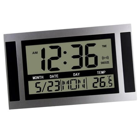 Electronic Wall Clocks Indoor Temperature with Snooze 12/24H Calendar Timmer Digital for Office Study Room Hall Hotel Shop , color olor Black