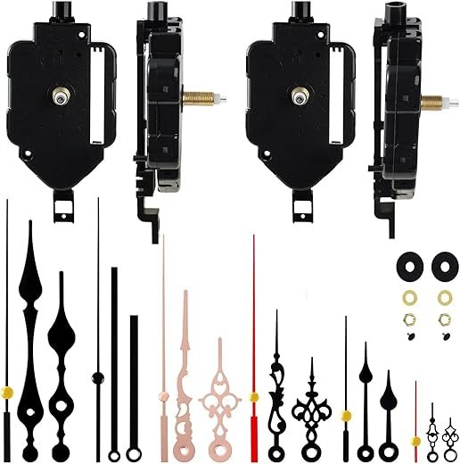 EMOON 2 Pack Pendulum Clock Mechanism Replacement Kit Quartz Clock Movement with 6 Pairs of Clock Hands for DIY Clock Repair (Total Shaft Length 7/8 in and 5/8 in)