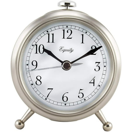 Equity by La Crosse 25655 Small Metal Alarm Clock, Silver