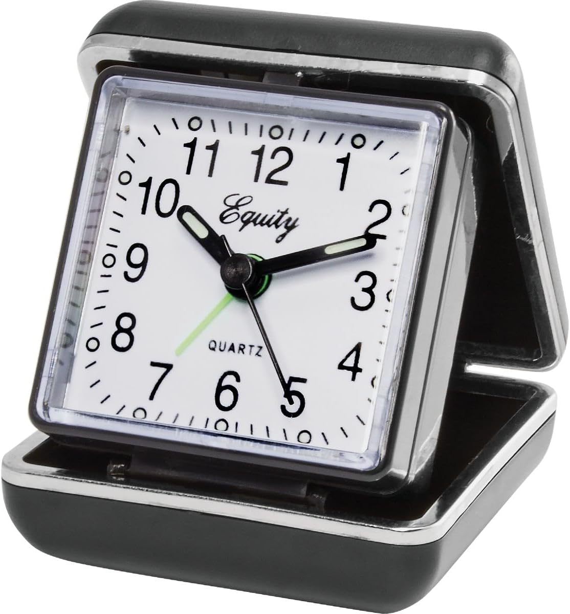 Equity by La Crosse Quartz Analog Fold-Up Travel Alarm Clock, Pack of 1, Black