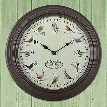 Esschert Design (#FB416) Bird Sounds Clock, Dark Brown