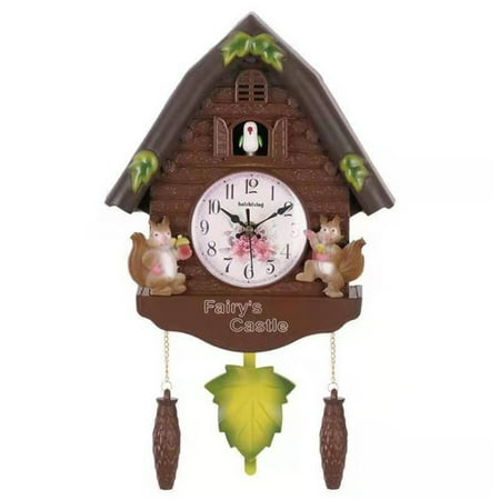 European Pastoral Style Resin Quartz Cuckoo Wall Clock Bird for Time Bell Swing Alarm Watch Cartoon Vintage Antique Home Art Decoration