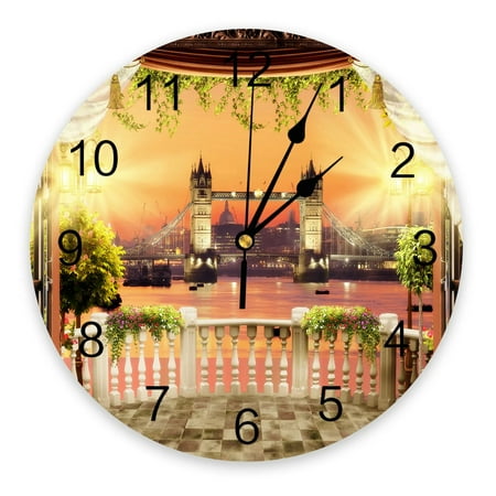 European Style Courtyard City Night View Clocks Wall Home Decor Modern Kitchen Room Bedroom Living Room Decor Wall Clock