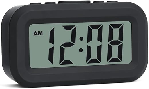 FAMICOZY Small Digital Alarm Clock,Easy to Read,Simple Operation,Constant Backlight On/Off,Crescendo Alarm,9 Min Snooze,12/24Hr,Bedside Travel Alarm Clock,AAA Battery Operated,Black