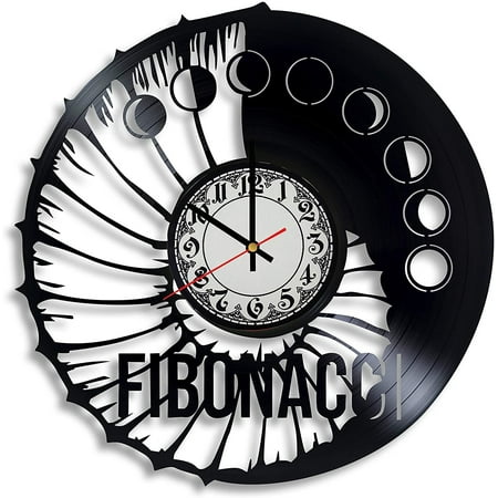 Fibonacci Spiral Vinyl Record Wall Clock, Fibonacci Sequence Art, Sacred Geometry Artwork, Math Gift