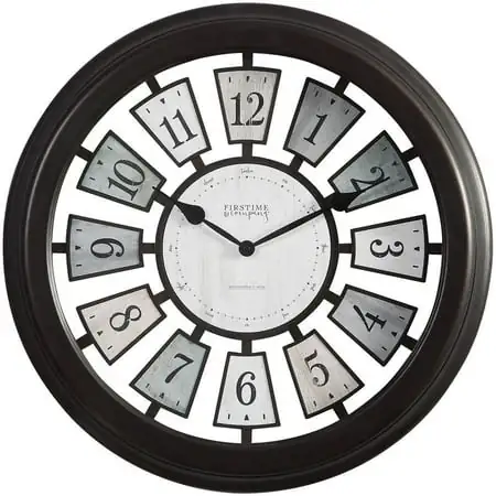 FirsTime & Co. Black Mercantile Plaques Wall Clock