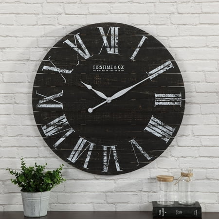 FirsTime & Co. Black Midnight Planks Wall Clock, Farmhouse, Analog, 29 x 2 x 29 in