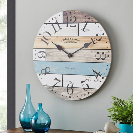 FirsTime & Co. Multicolor Newton Woodgrain Wall Clock, Farmhouse, Analog, 24 x 1.75 x 24 in