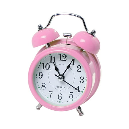 flameer Alarm Clock Backlight with Night Light Old Fashioned Loud Alarm Analog Clock for Pink