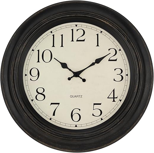 Foxtop Large Wall Clock 18 Inch Silent Non Ticking Battery Operated Classic Vintage Retro Wall Clock Decorative for Living Room Kitchen Home Office (Bronze)