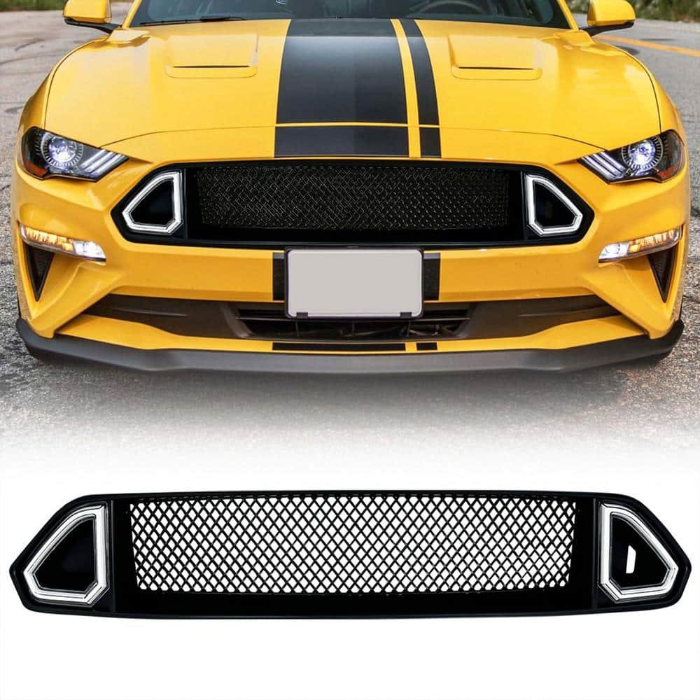 Front Mesh Upper Grille with LED DRL for 18-21 Ford Mustangs