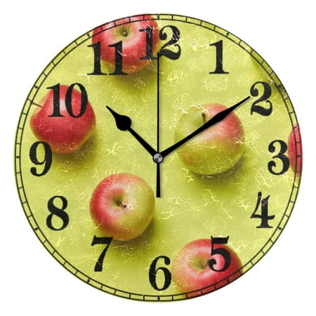 Fruit Apples 10 Silent Wall Clock Non-Ticking Battery Clocks