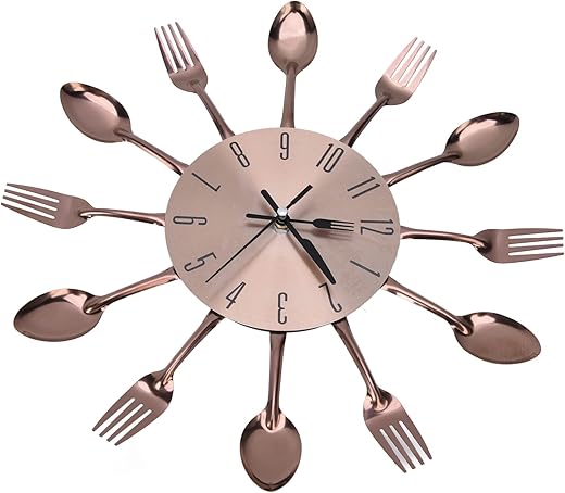 FTVOGUE Kitchen Wall Clock Cutlery Utensil Clock Kitchen Spoon Fork Wall Clock Mirror Wall Decal Wall Sticker Room Home Decoration