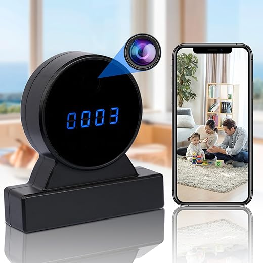 Full HD 1080P Hidden Camera Clock - WiFi Mini Discreet Spy Camera for Wireless Security Surveillance - Covert Nanny Cam - Night Vision