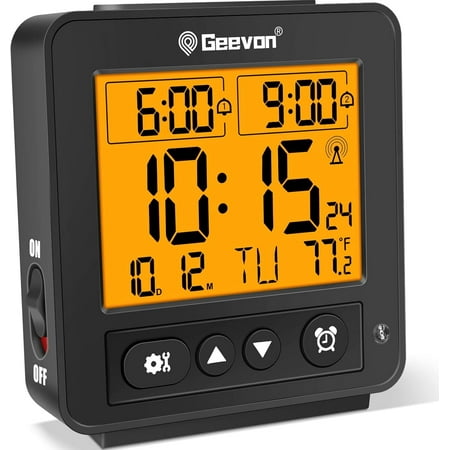 Geevon Digital Travel Alarm Clock with Automatic/8s Backlight, Beep Sound Digital Alarm Clock, Operated for Bedroom, Bedside (Black)