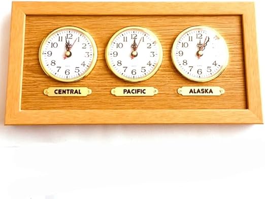 Generic Wooden Look Personalized Clock with 3 Labels. Custom Time Zone. 3 Clock. Wall Multi Zone Clock. City Sticker Wall Clock. Custom Cities time, Gold