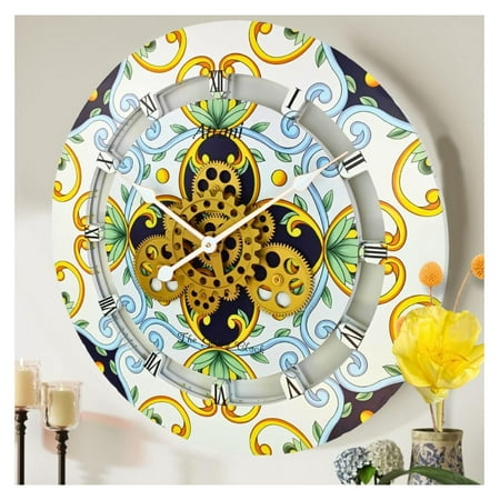 GHF The Gears Clock Wall Clock Italy Collection with Moving Gears (Atrani, 24 inch Round)