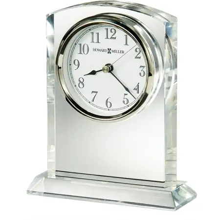 Glass Crystal Quartz Table Clock Howard Miller Flaire 645-713 Elegant Design Desk Decor Battery Operated