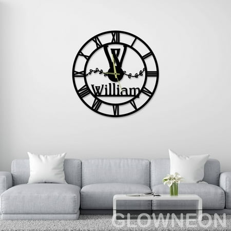 Glowneon Custom Modern Minimalist Roman Numerals Clock For Wall Decor