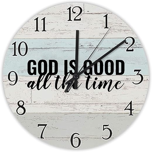 God is Good All The Time, All The Time God is Good Wall Clock Inspirational Large PVC Wall Clocks Battery Operated 10 Inch Desk Clock Wall Art Modern Home Decor for Kitchen Living Room Bedroom