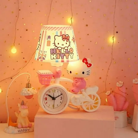 GQ Sanrio Kawaii Anime Hello Kitty Model Cartoon Bedroom To Sleep Night Light Bedside Lamp Alarm Clock Decorate Kid Gift Girl Toys