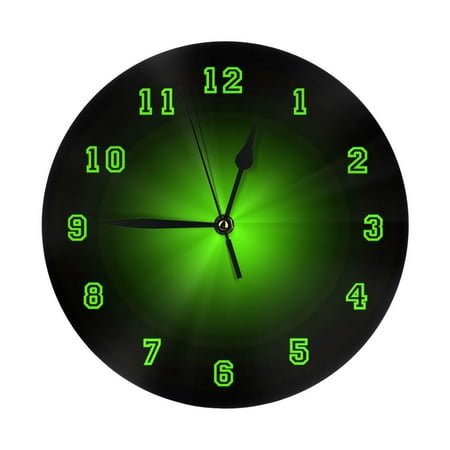 Green Neon Wall Clock - 10 Inch Silent Non-Ticking Wall Clocks -Country Retro Rustic Style Decorative For Living Room Kitchen Home Bathroom Bedroom