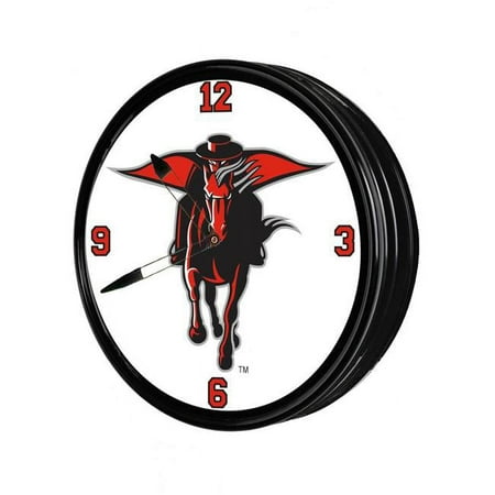 Grimm Industries TT-550-02 19 in. Illuminated Team Spirit Clock - TT Secondary Logo, Red, Black & White