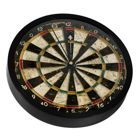 Grunge Dart Board Silent Wall Clock, Non Ticking Battery Operated 9.8 Inch Wall Clocks for Bedroom Kitchen Home Office School Art Decor